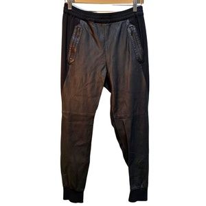 Vince Leather Panelled Joggers